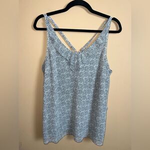 CAbi Size Medium Black & White Animal Print Double Strap Ruffle Tank Top